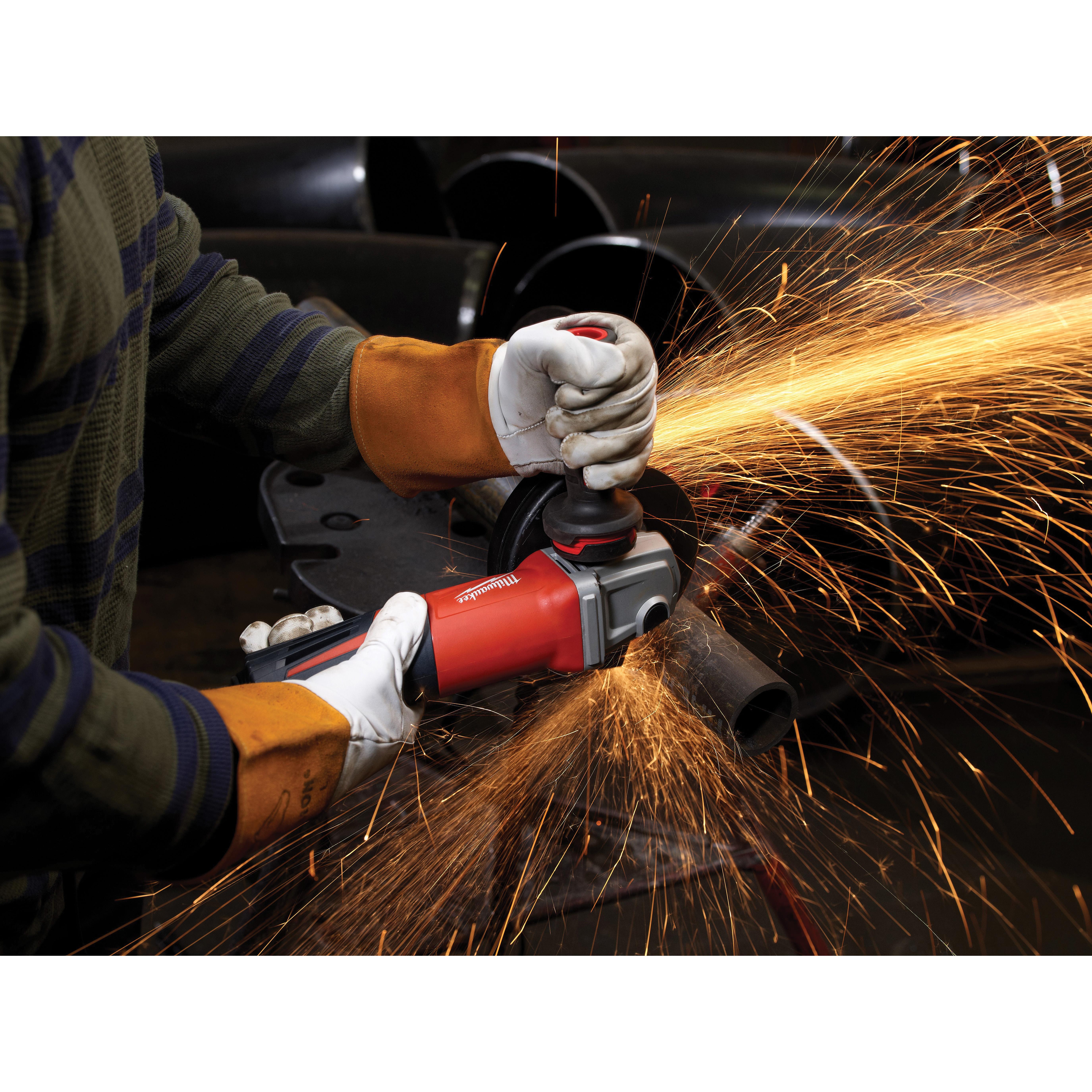 Milwaukee® 6161-31 Double Insulated Small Angle Grinder, 6 in Wheel, 5/8-11 UNC, 2.9 hp, 120 VAC, Red/Black (Bare Tool)