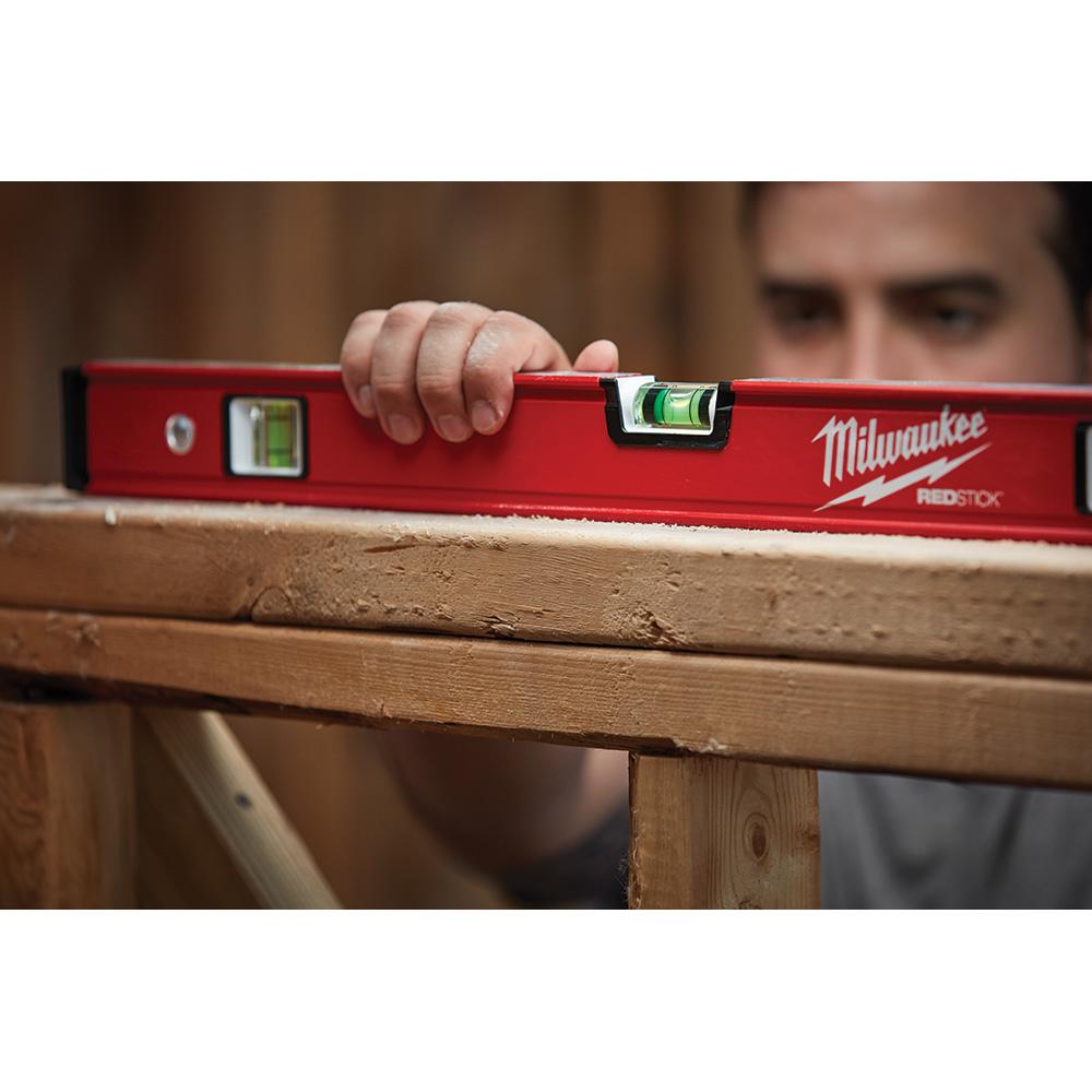 Milwaukee® Redstick MLCM24 3 Level Vial 24 inch Aluminum Compact Box Level, Red thumbnail 2