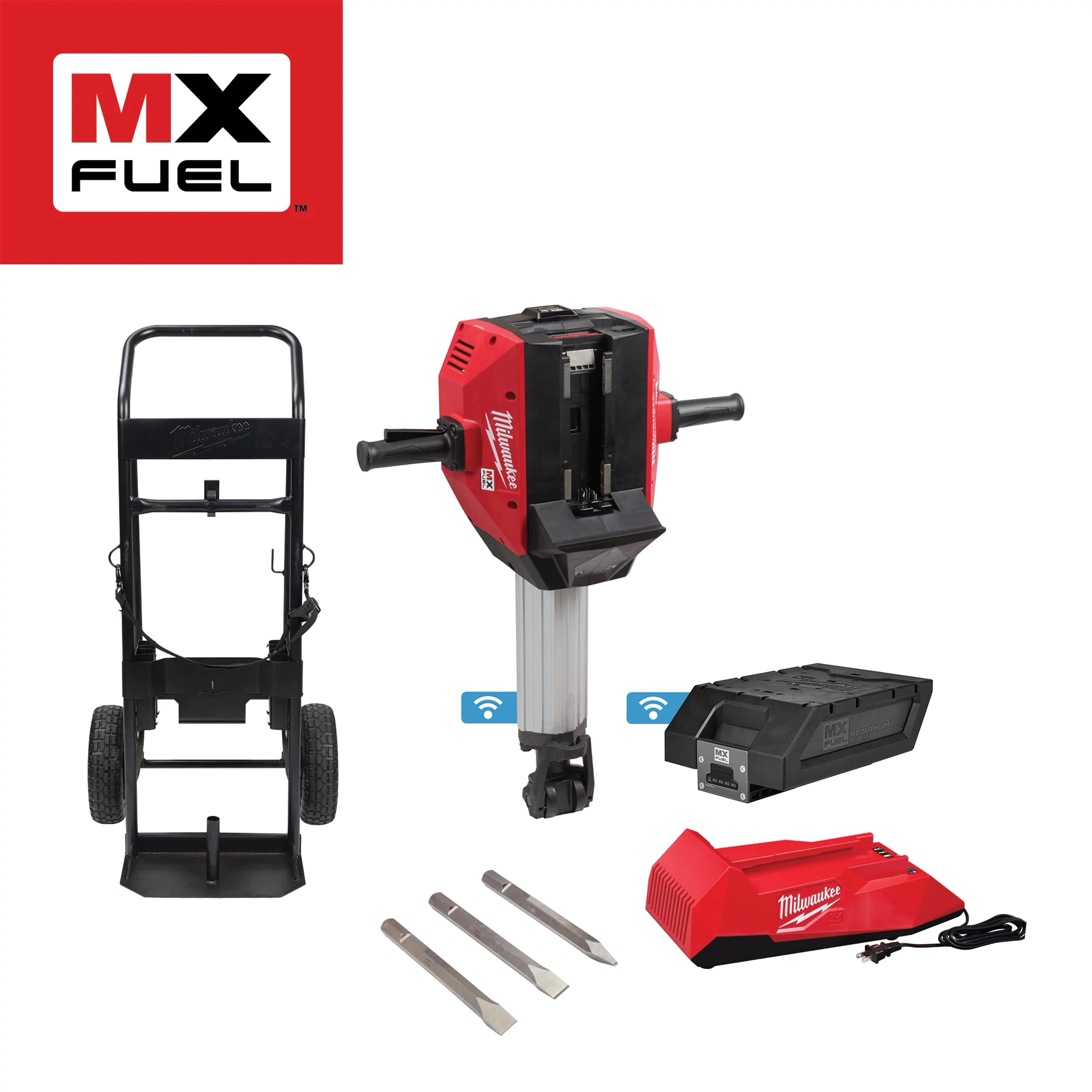 Milwaukee® MX FUEL™ MXF368-1XC Breaker Kit, 1-1/8 in Chuck, Hex Chuck, 1300 bpm, Lithium-Ion Battery, 32.2 in OAL thumbnail 2