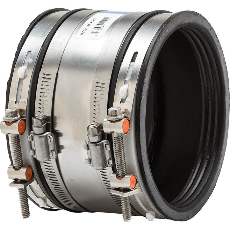 Mission™ Rubber Flex-Seal Adjustable Repair Coupling, 4 inch x 4 inch, AC/DI x CI/PL, Shear Banded