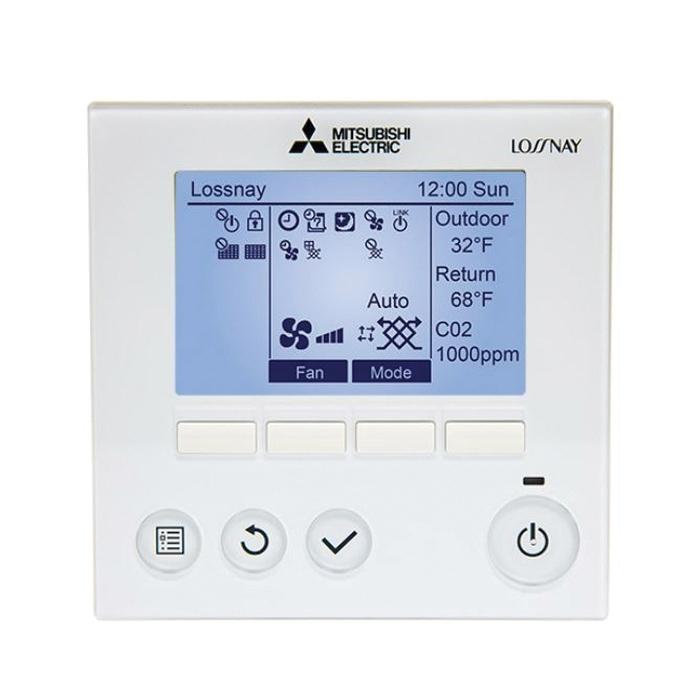 Mitsubishi Electric Trane&reg; Lossnay&reg; PZ-62DR-EA Remote Controller, White, 4-3/4 in H x 4-3/4 in W x 3/4 in D
