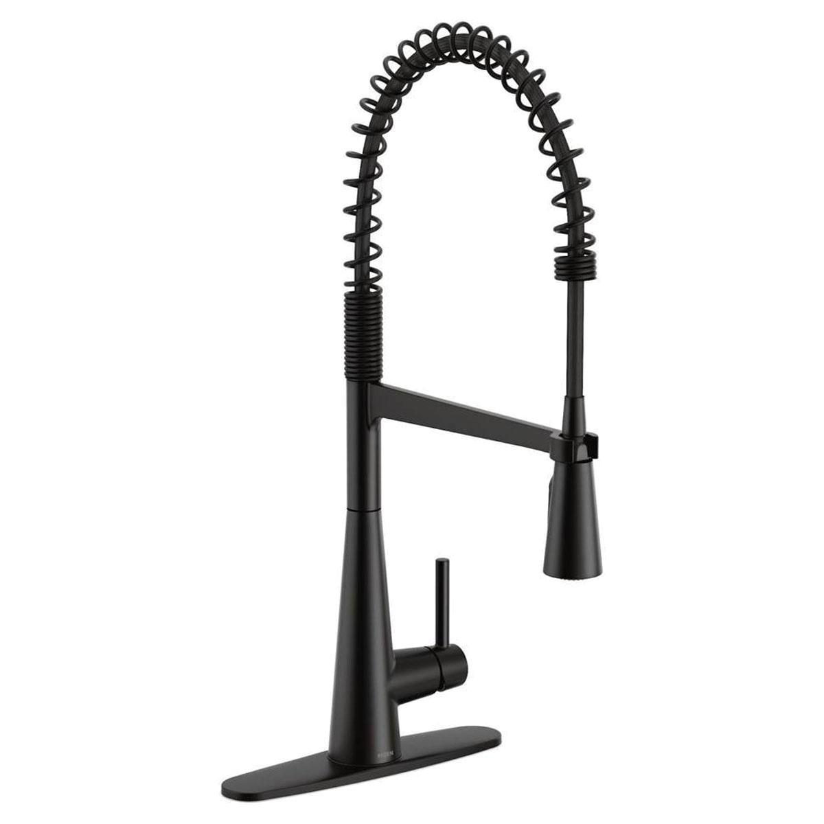 Moen® Sleek™ 5925BL Spring Kitchen Faucet, Deck, Pull-Down, Matte Black thumbnail 2