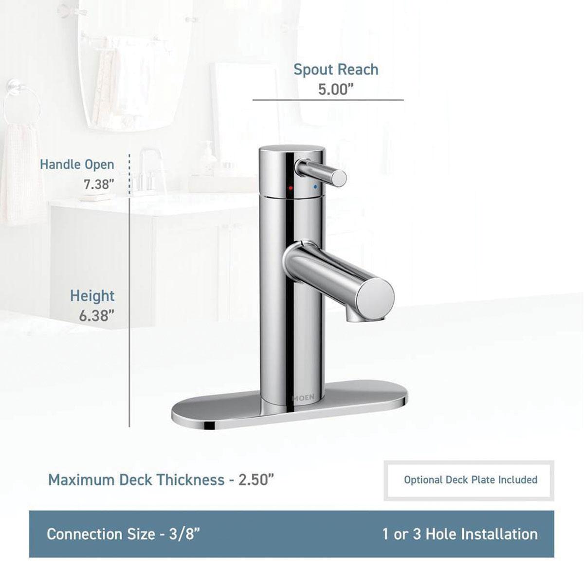 Moen® Align™ 6190BN Bathroom Faucet, 1-Handle, Deck, Lift and Turn, Brushed Nickel thumbnail 2