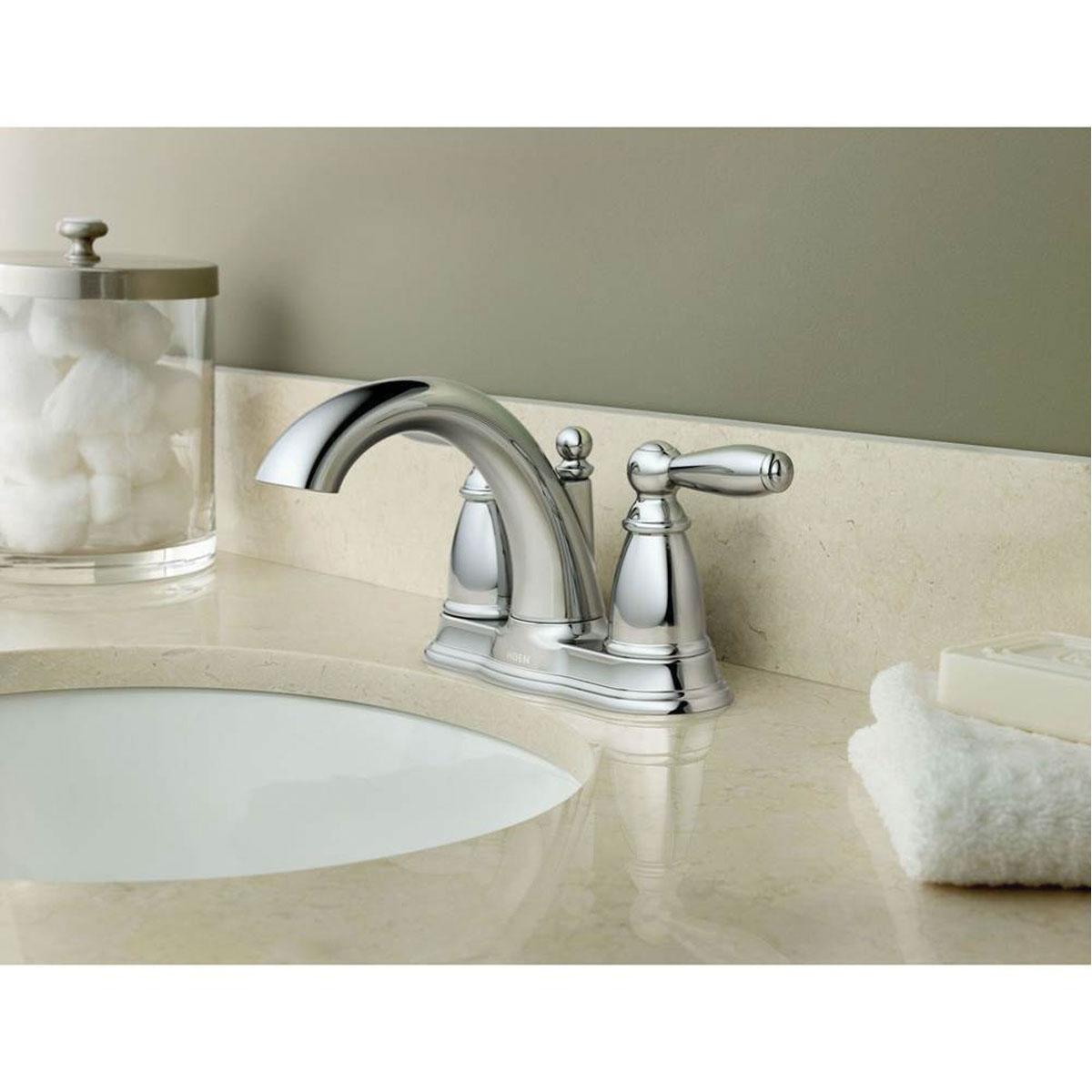 Moen® Brantford™ 6610 Bathroom Faucet, 2-Handle, Deck, Lift and Turn, Chrome
