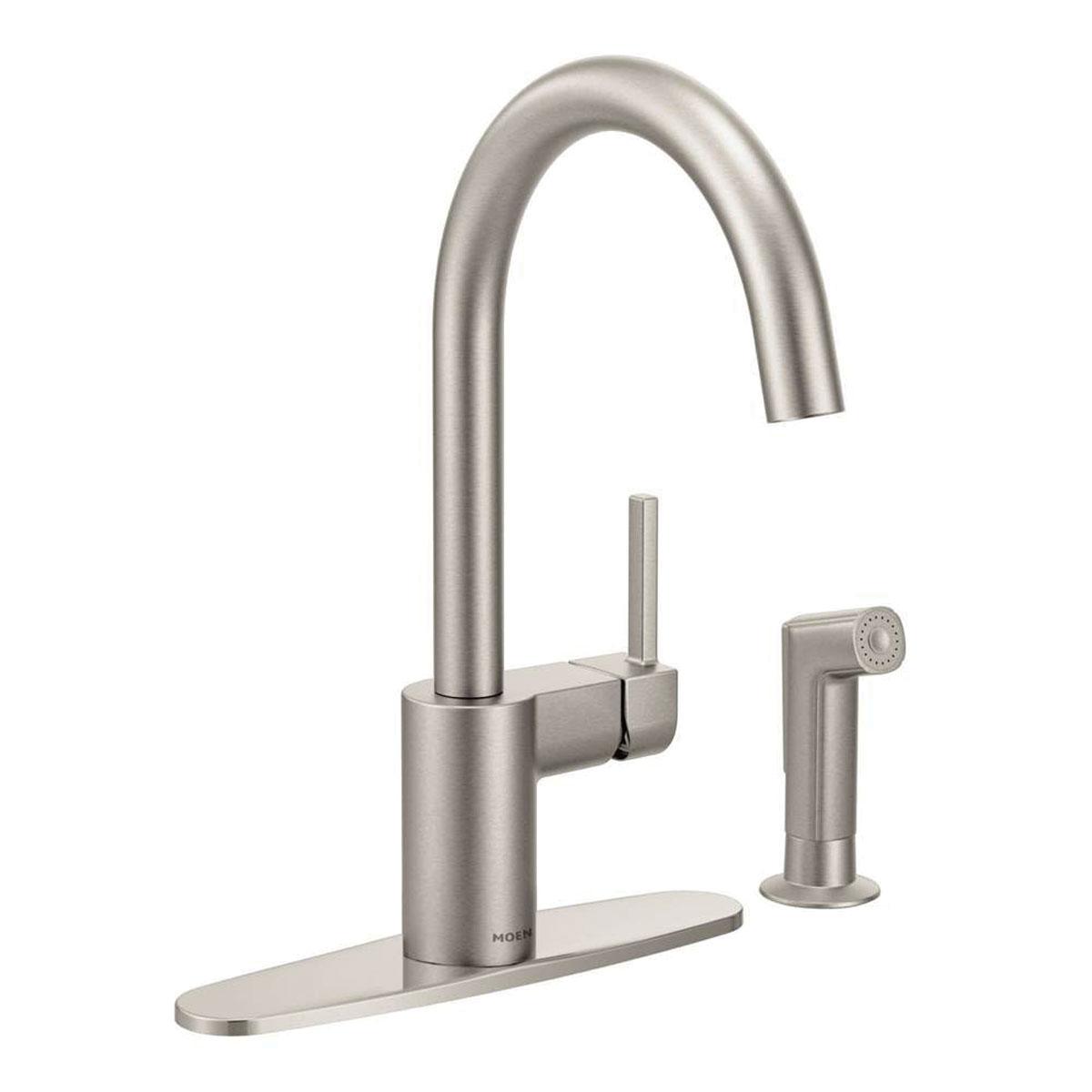 Moen® Align™ 7165SRS Kitchen Sink Faucet, Deck, Single Handle, With Side Spray, Stainless Steel thumbnail 2