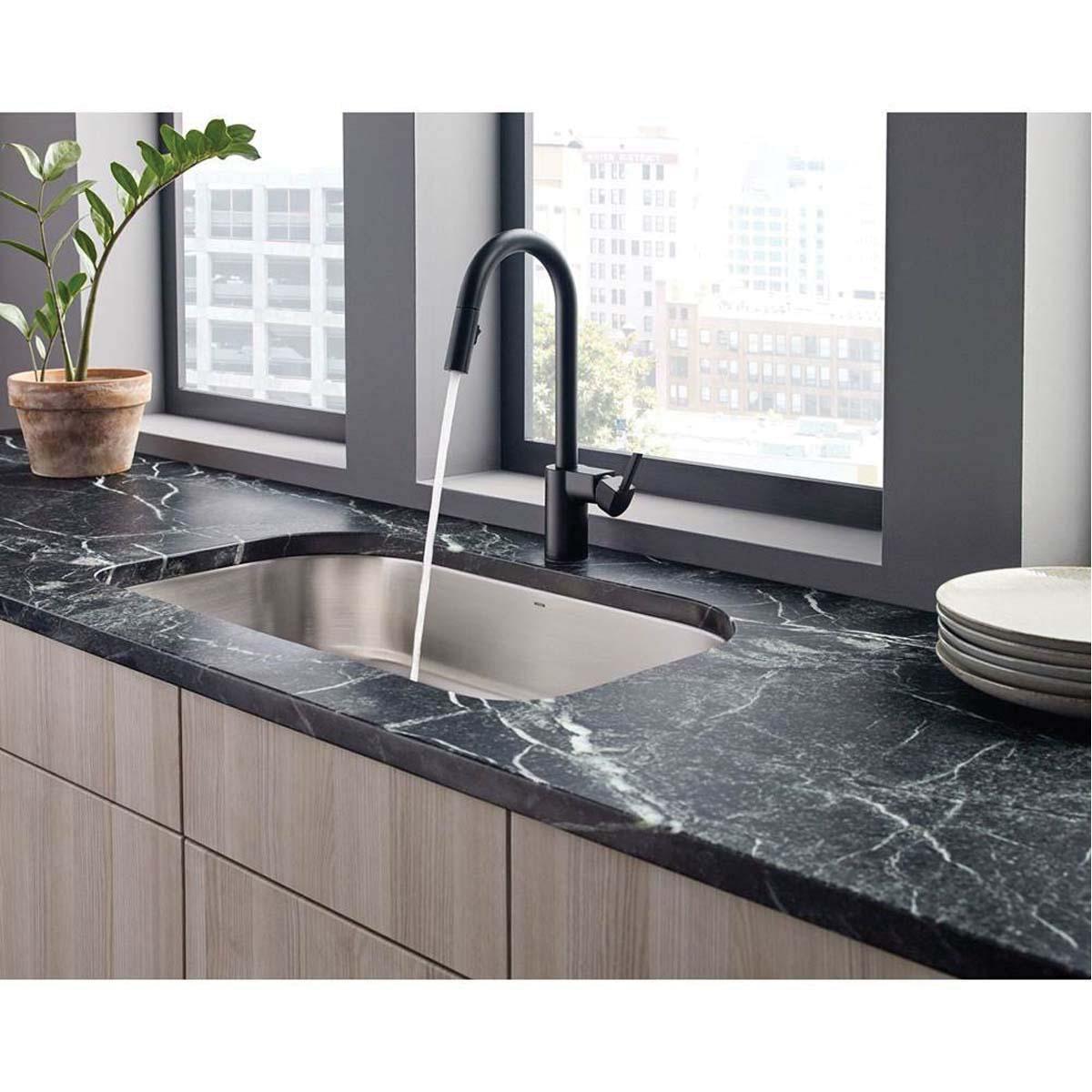 Moen® Align™ 7565BL Kitchen Faucet, Deck, Pull-Down, Matte Black thumbnail 4