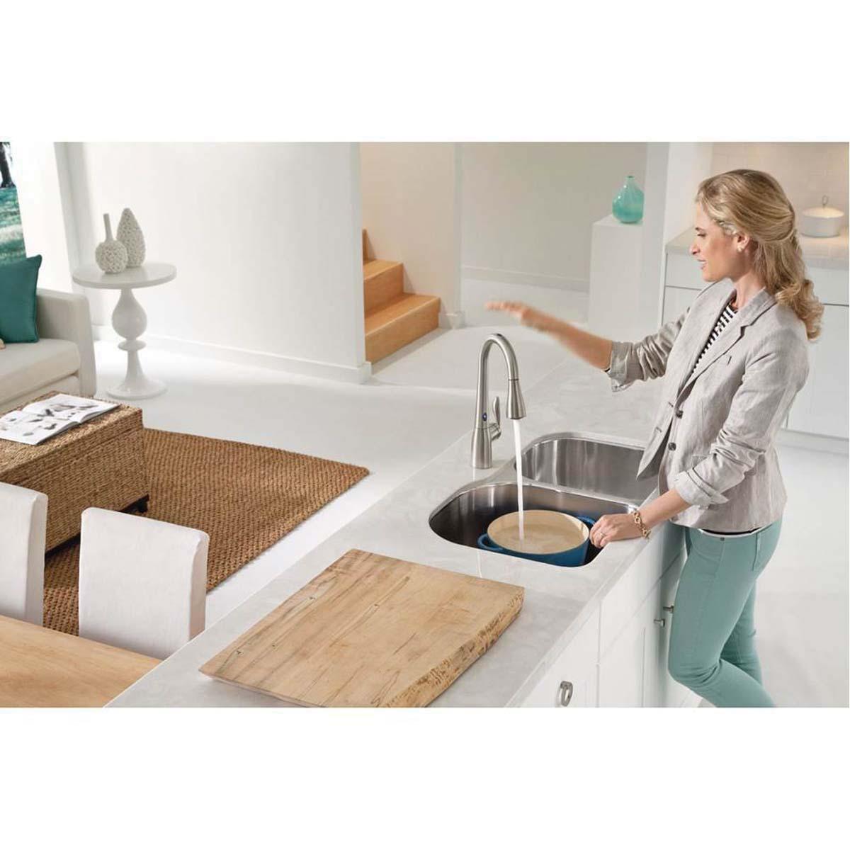 Moen® Arbor® 7594EC Kitchen Sink Faucet, Deck, Pull-Down, Chrome thumbnail 3