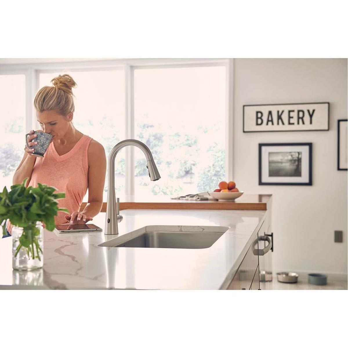 Moen® Sleek™ 7864EWSRS Kitchen Faucet, Deck, Pull-Down, Stainless thumbnail 4