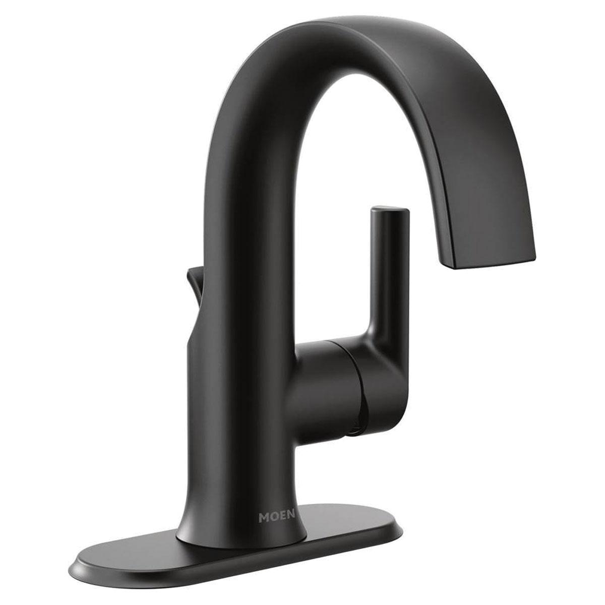 Moen® Doux™ S6910BL Bathroom Faucet, 1-Handle, Deck, Lift and Turn, Matte Black