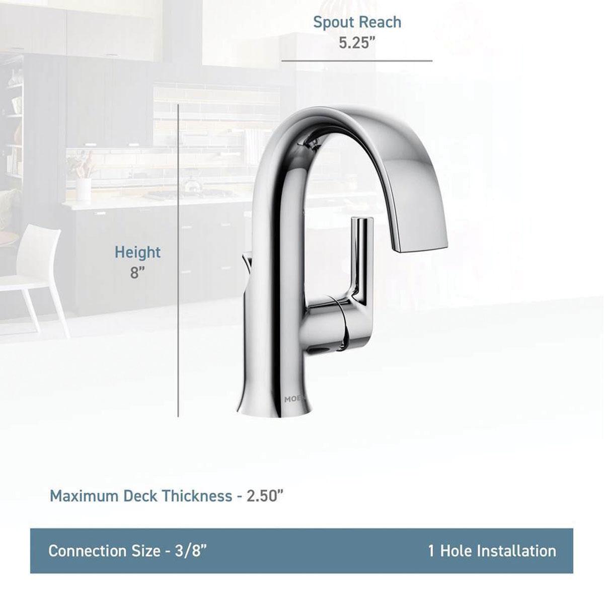 Moen® Doux™ S6910BL Bathroom Faucet, 1-Handle, Deck, Lift and Turn, Matte Black thumbnail 2