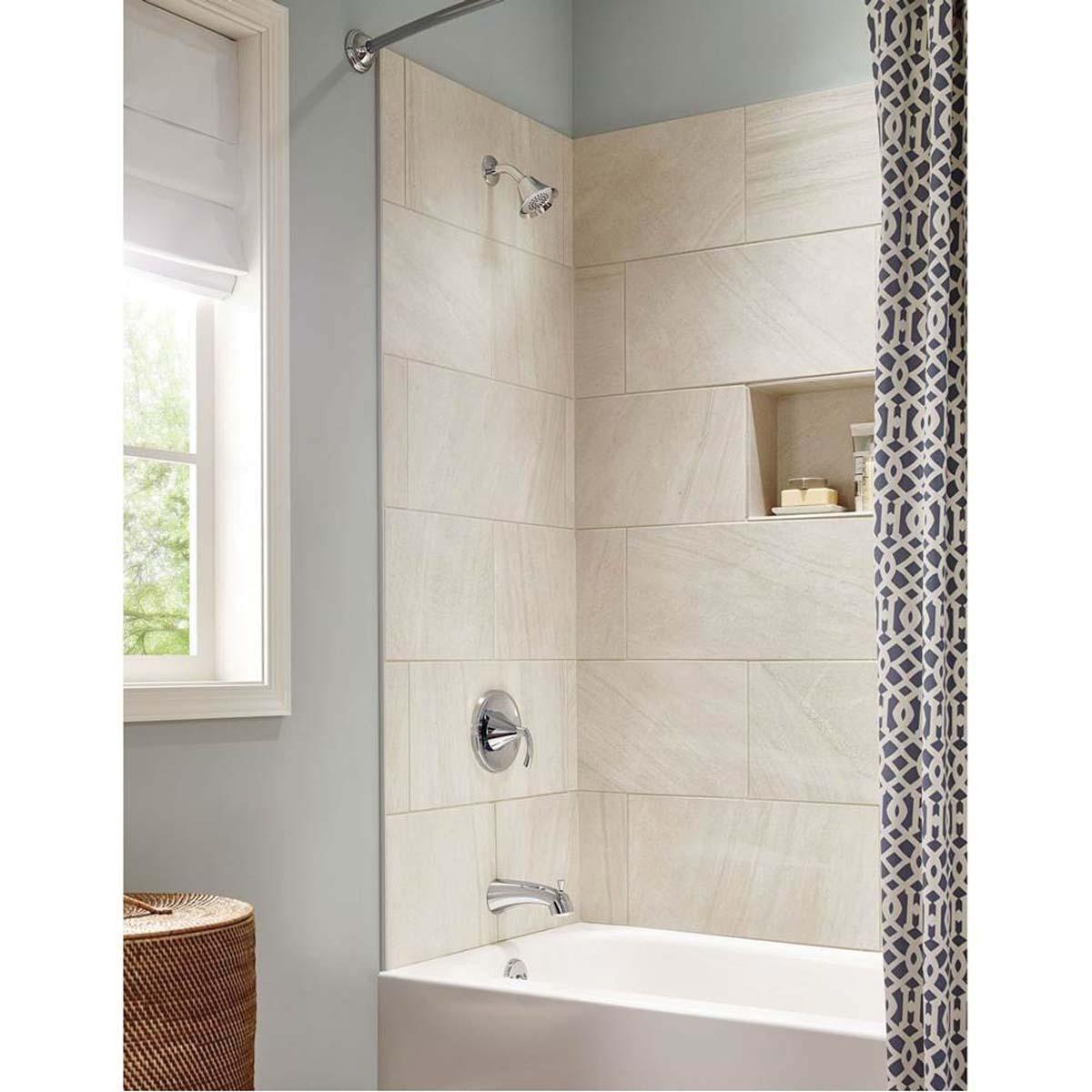 Moen® Glyde™ T2743BN Tub and Shower Trim, 1/2 in, Slip-Fit, Metal, Brushed Nickel, 1-Handle, 2.5 gpm thumbnail 3