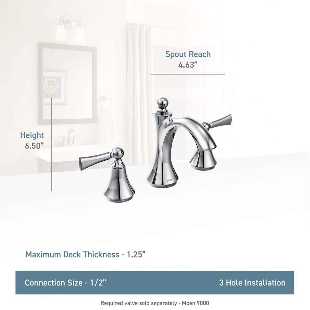 Moen® Wynford™ T4520BN Lavatory Faucet, 2-Handle, Deck, Widespread, Lift and Turn, Brushed Nickel thumbnail 2