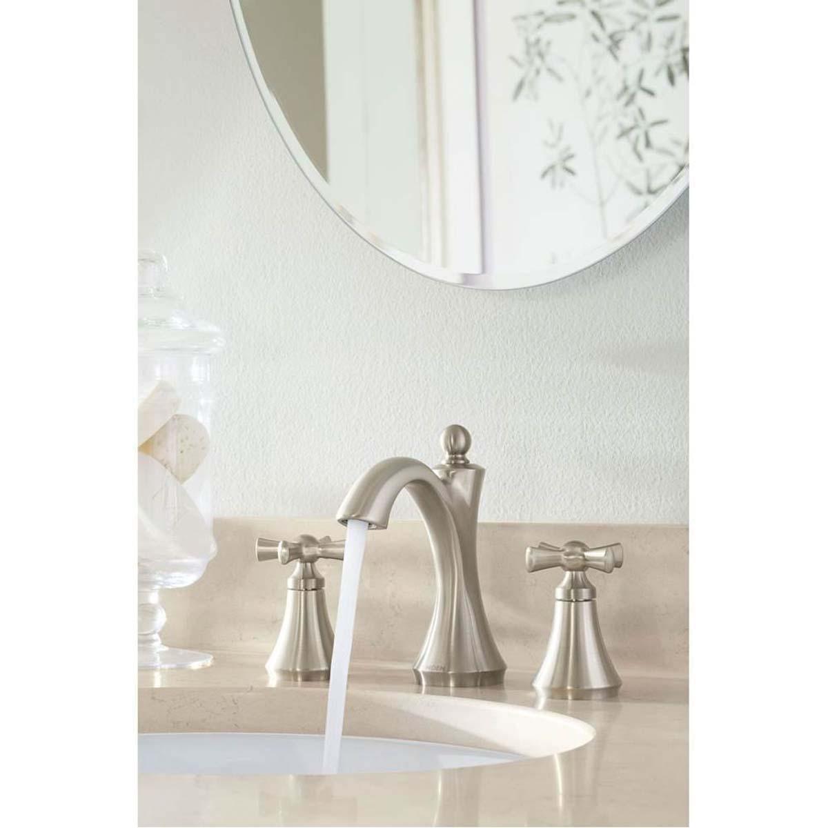 Moen® Wynford™ T4524BN Lavatory Faucet, 2-Handle, Deck, Widespread, Lift and Turn, Brushed Nickel thumbnail 2