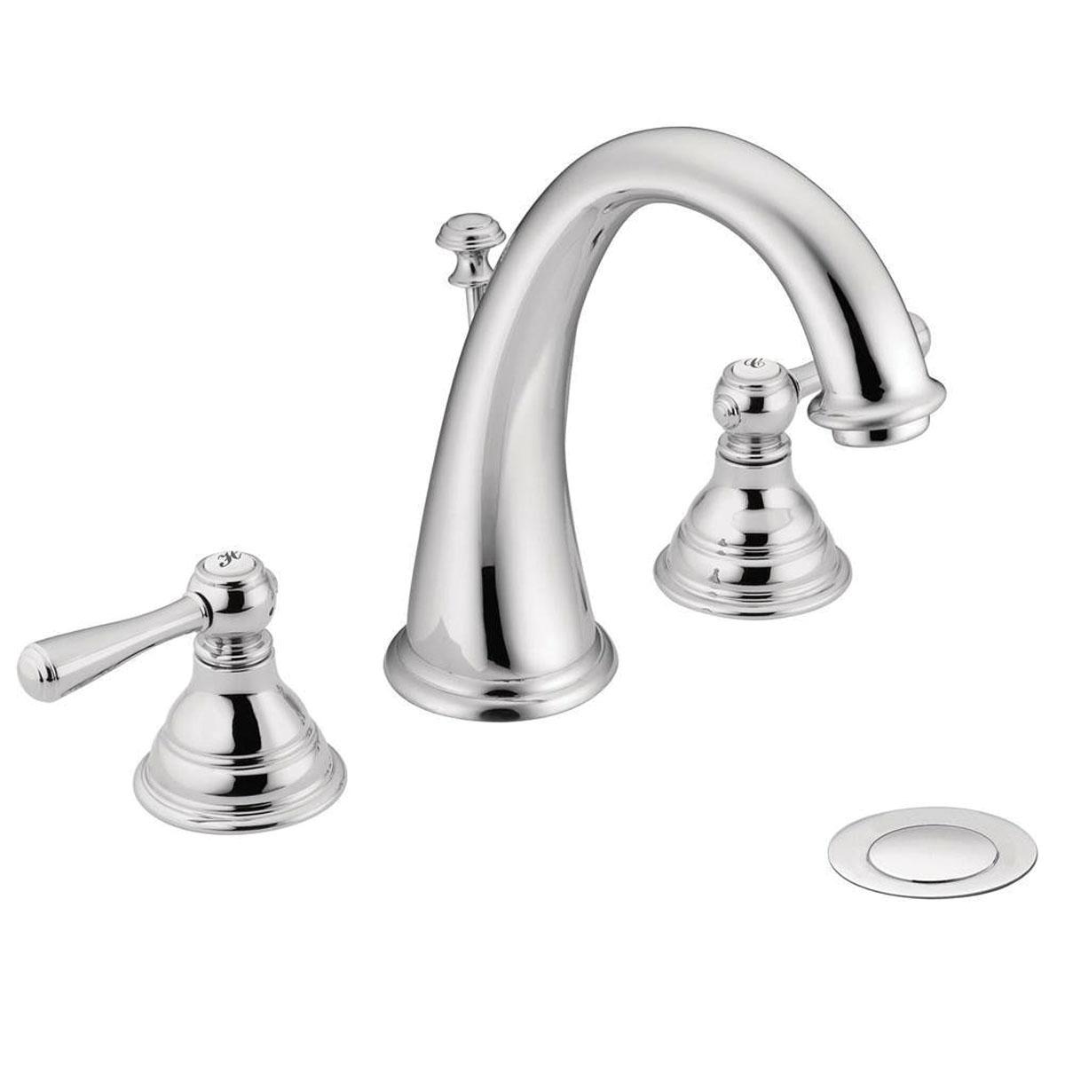 Moen T6125 Kingsley&trade; Classic 2-Handle 8 inch Widespread Lavatory Faucet With Pop-Up, 1.5 gpm, Chrome