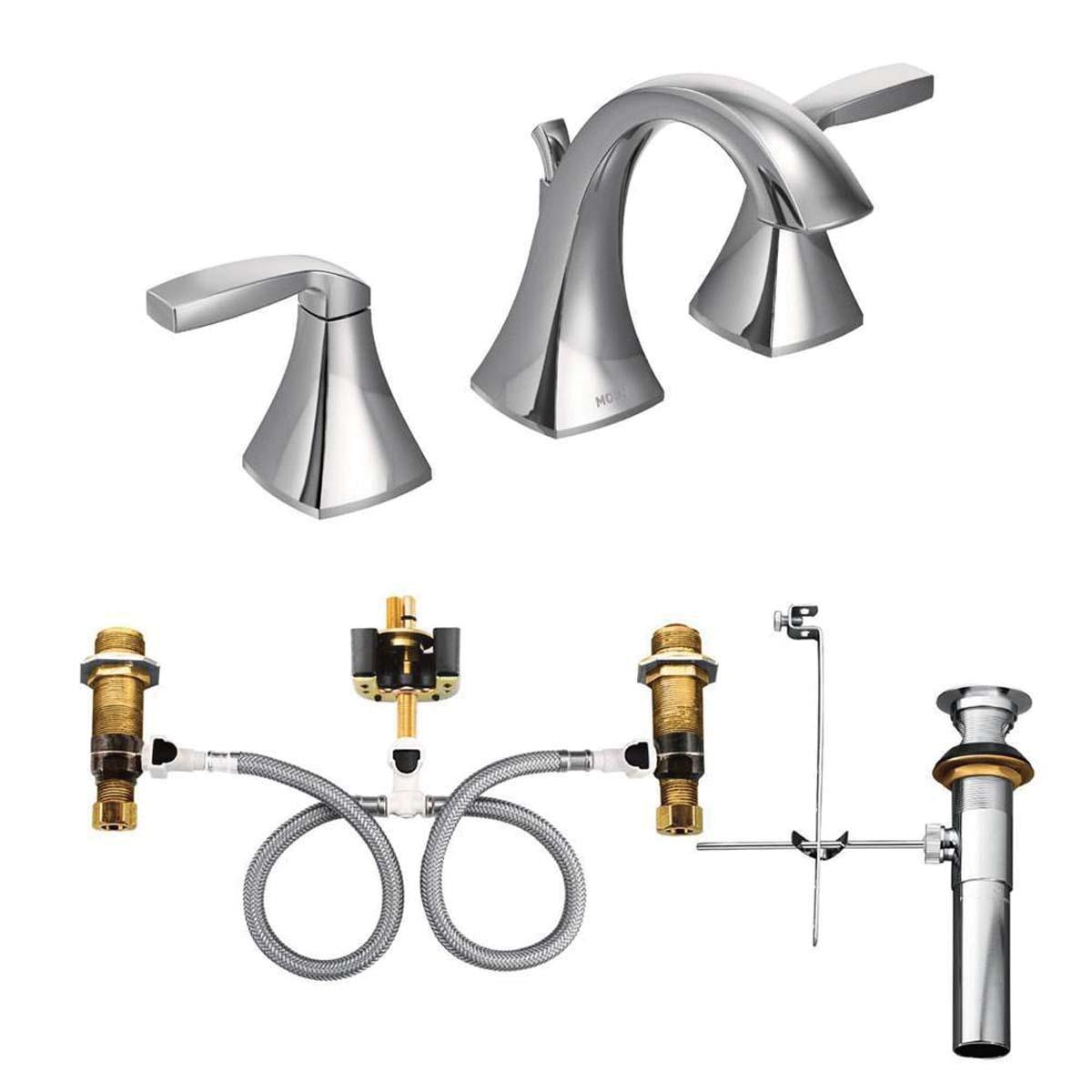 Moen® Voss™ T6905 Bathroom Faucet, 2-Handle, Deck, Lift and Turn, Chrome