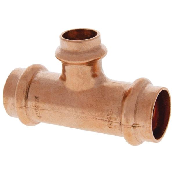 Press System 3/4 inch x 3/4 inch x 1/2 inch Wrot Copper Tee, PC611, Press x Press x Press thumbnail 2