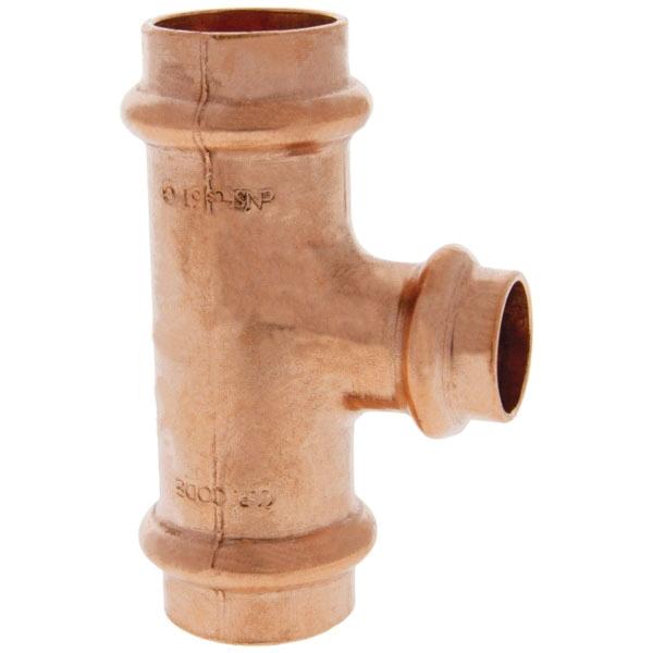 Press System 3/4 inch x 3/4 inch x 1/2 inch Wrot Copper Tee, PC611, Press x Press x Press thumbnail 4