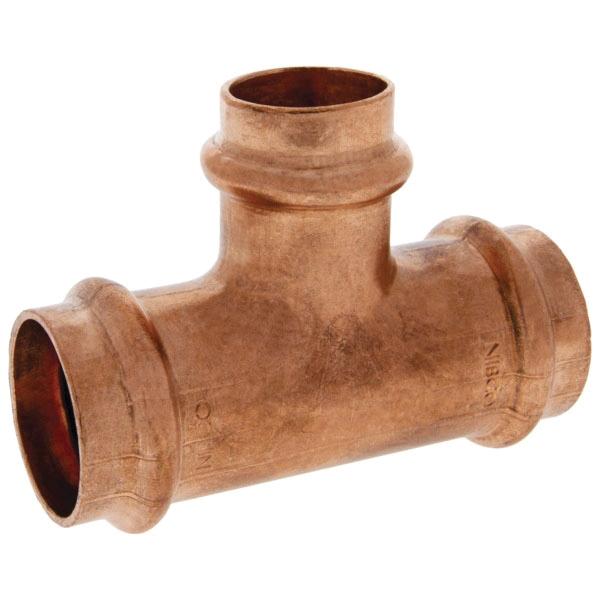 Press System 1 inch x 1 inch x 3/4 inch Wrot Copper Tee, PC611, Press x Press x Press thumbnail 3
