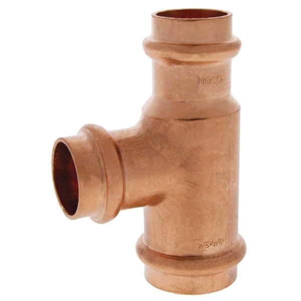 Press System 1 inch x 3/4 inch x 3/4 inch Wrot Copper Tee, PC611, Press x Press x Press thumbnail 2