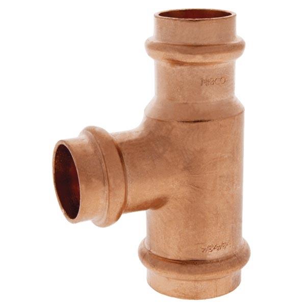Press System 2-1/2 inch x 2-1/2 inch x 1 inch Wrot Copper Tee, PC611, Press x Press x Press