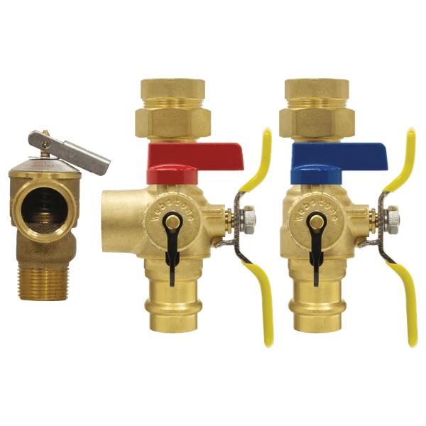 3/4 inch FNPT Union x Expansion PEX Brass Service Valve Kit With Pressure Relief Valve thumbnail 3
