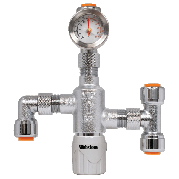 3/8 inch Compression Lead-Free Brass By-Pass Thermostatic Mixing Valve thumbnail 4