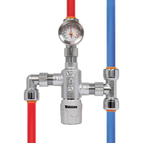 3/8 inch Compression Lead-Free Brass By-Pass Thermostatic Mixing Valve