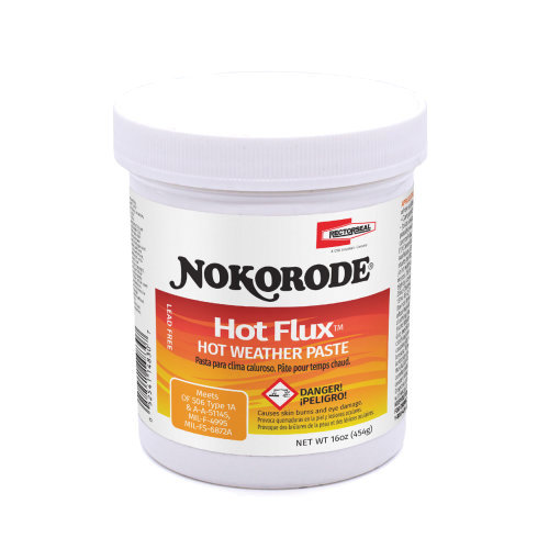 Nokorode&reg; Hot Weather Paste Solder Flux, 16 oz, Jar, Tan/Gold to Black; 12/Case