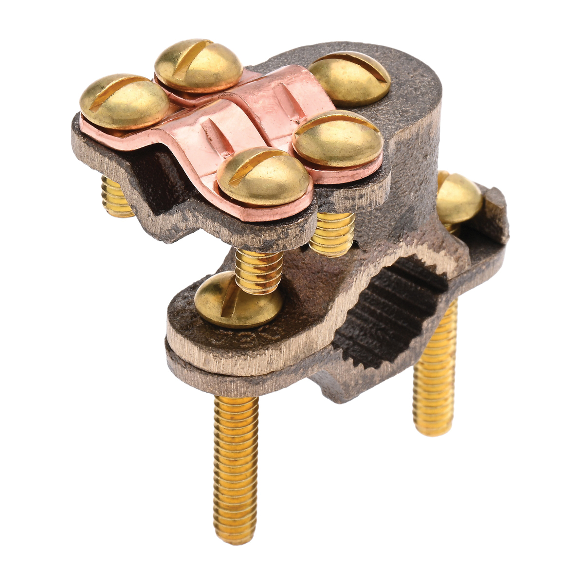 NSI G-3 Silicon Bronze Heavy-Duty Ground Clamp With Wire Adapter, 8 to 4/0 AWG, 1/2 to 1 inch Pipe; 20/Carton thumbnail 2