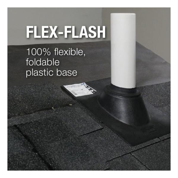 Oatey® Flex-Flash™ No-Calk® 14038 Roof Flashing, 13-1/4 in L Base, 10 in W Base, Plastic, Black