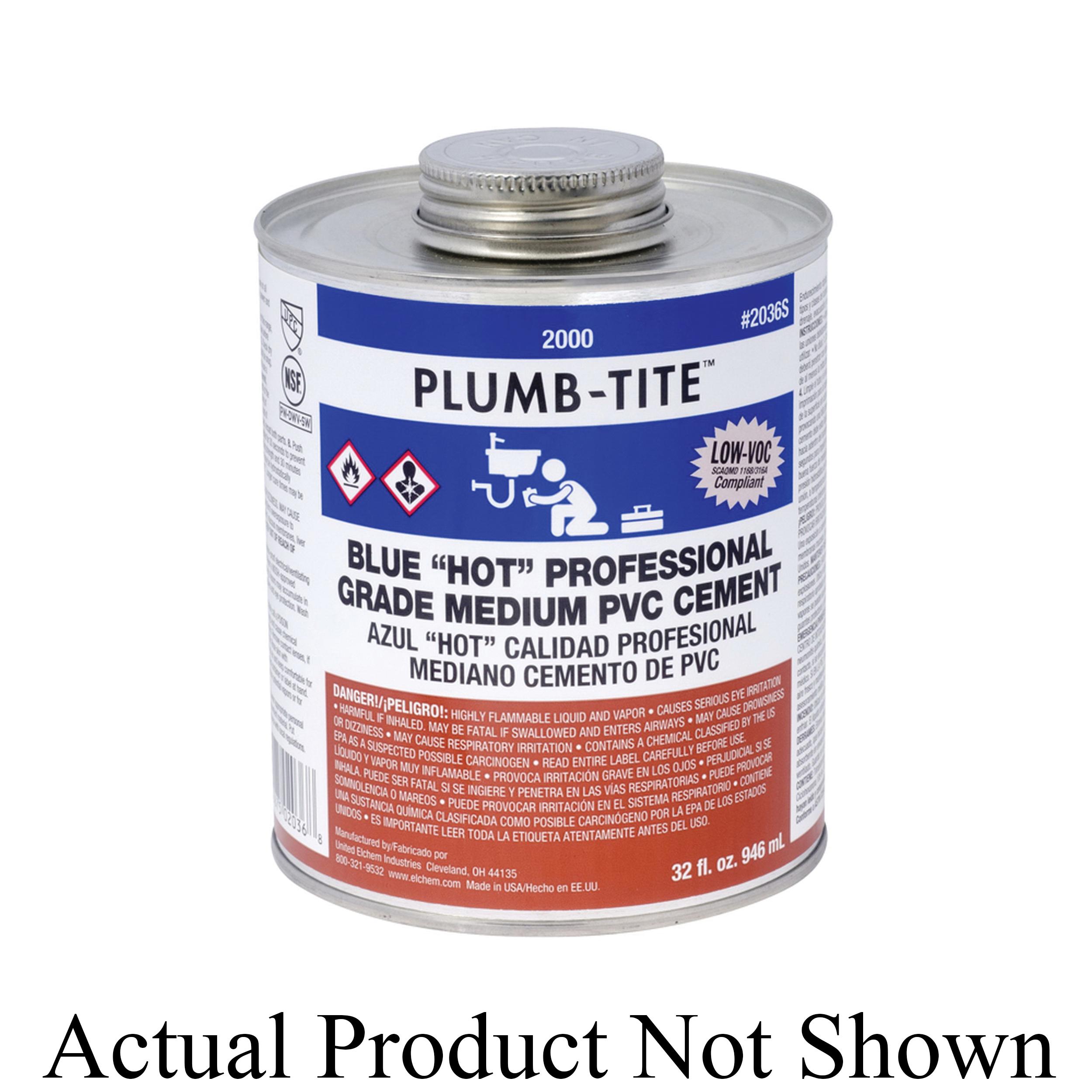 Oatey® Plumb-Tite 2000 Series 2066S Cement, 4 oz, Can, Liquid, Blue, Solvent, 1 to 2 min Curing