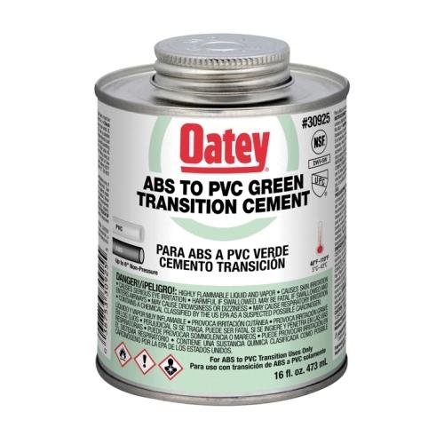 Oatey® 30925 ABS to PVC Transition Cement, 16 oz, Can, Liquid, Green, Solvent, 2 hr Curing thumbnail 2