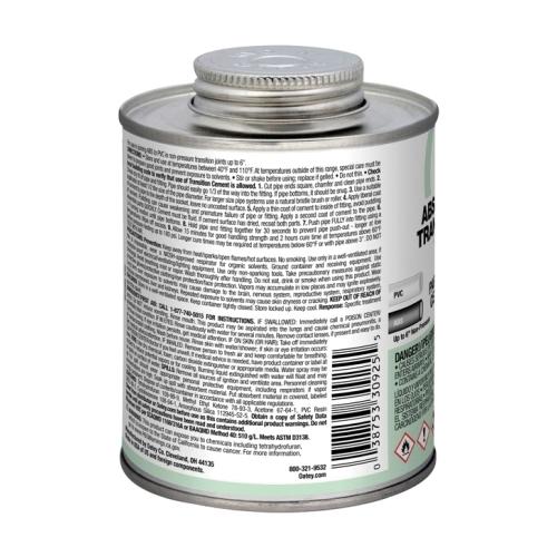 Oatey® 30925 ABS to PVC Transition Cement, 16 oz, Can, Liquid, Green, Solvent, 2 hr Curing