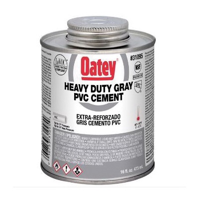 Oatey® 31095 Heavy Duty PVC Cement, 16 oz Cartridge, Gray