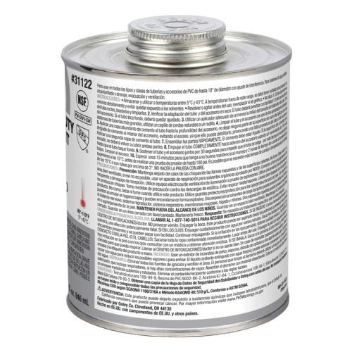 Oatey® 31122 Heavy Duty Fast Set PVC Cement, 32 oz Cartridge, Gray