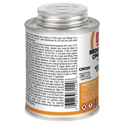 Oatey® 31129 Cement, 8 oz, Can, Liquid, Orange, Solvent, 2 hr Curing thumbnail 3
