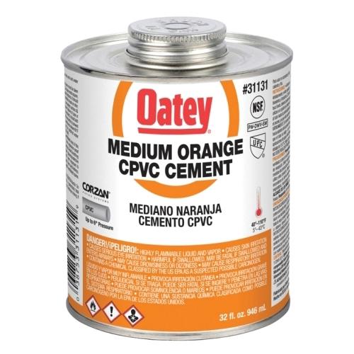 Corzan® 31131 Medium Bodied CPVC Cement, 32 oz Cartridge, Orange