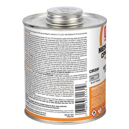 Corzan® 31131 Medium Bodied CPVC Cement, 32 oz Cartridge, Orange