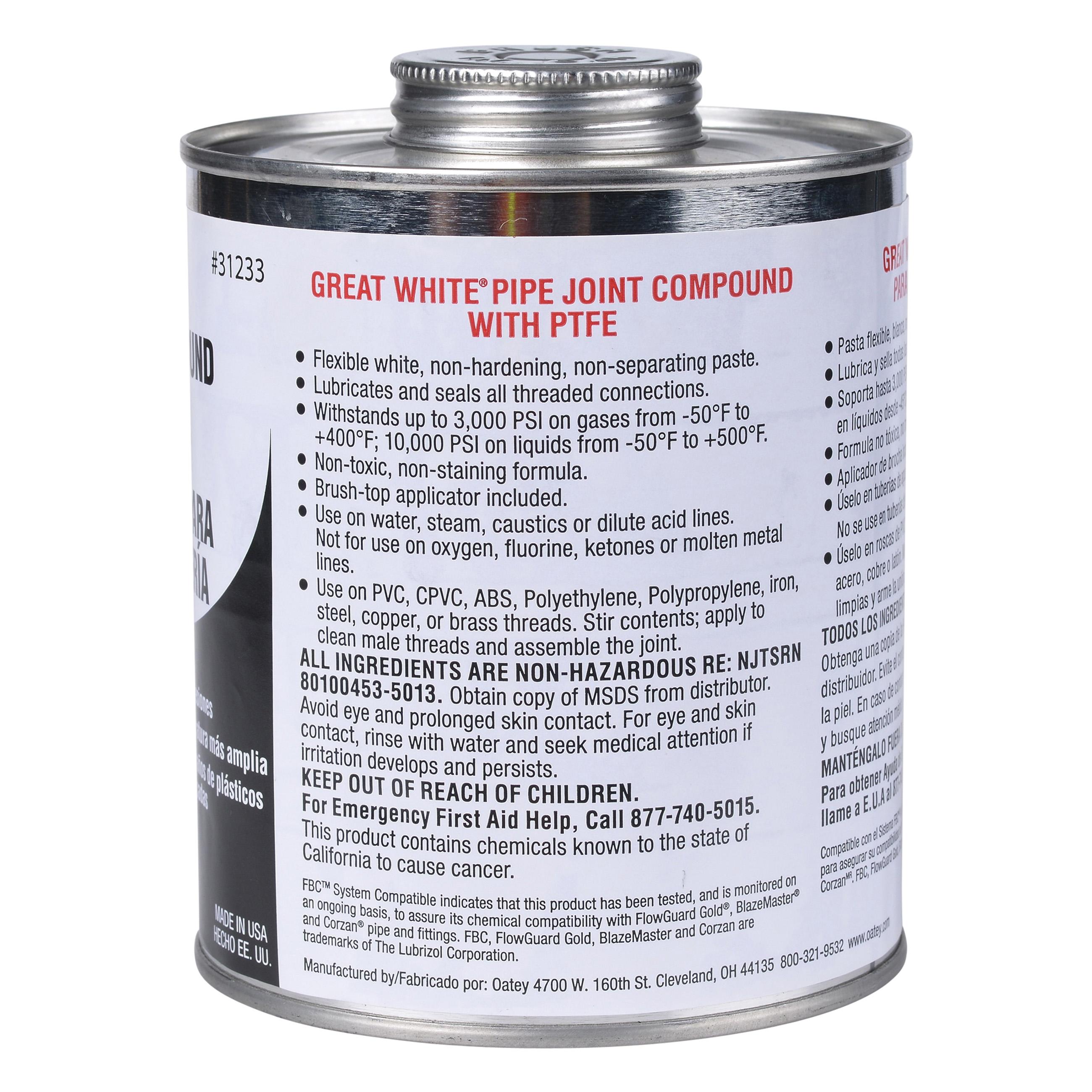 Oatey® Great White® 31233 32 oz Pipe Joint Compound thumbnail 2