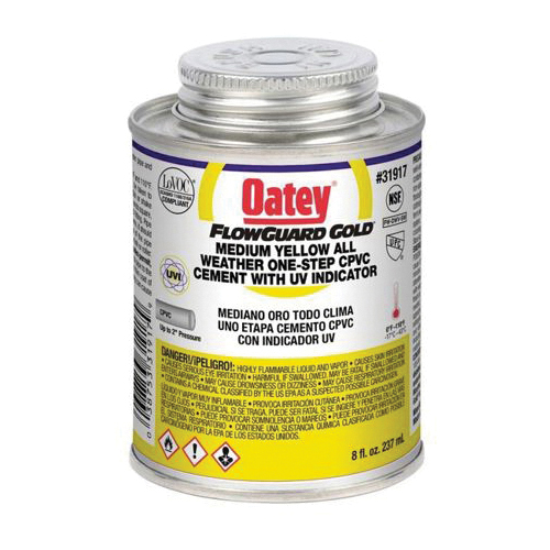 Oatey® FlowGuard Gold® 31917 All Weather Cement, 8 oz, Liquid, Gold/Yellow, Solvent