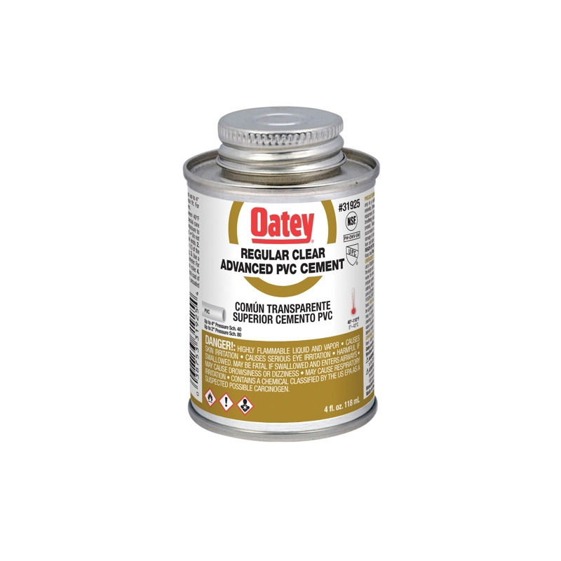 Oatey® 31925 Regular Bodied Advanced PVC Cement, 4 oz Cartridge, Clear