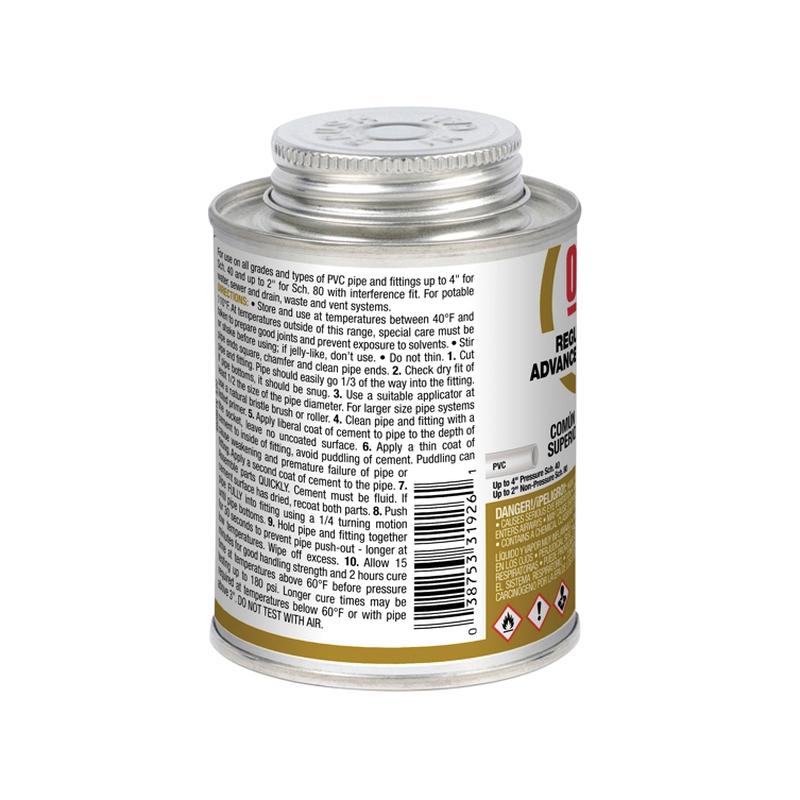 Oatey® 31926 Regular Bodied Advanced PVC Cement, 8 oz Cartridge, Clear