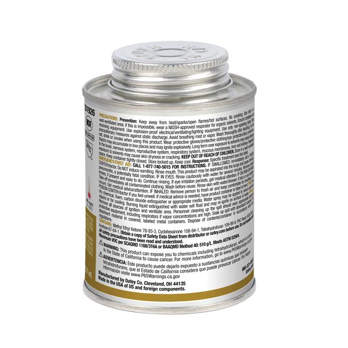 Oatey® 31926 PVC Cement, 8 oz, Liquid, Clear, Solvent, 6 to 7 min Curing