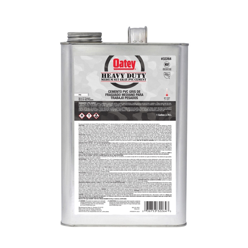Oatey® 32264 Heavy-Duty Cement, 1 gal, Liquid, Gray, 2 hr Curing thumbnail 2