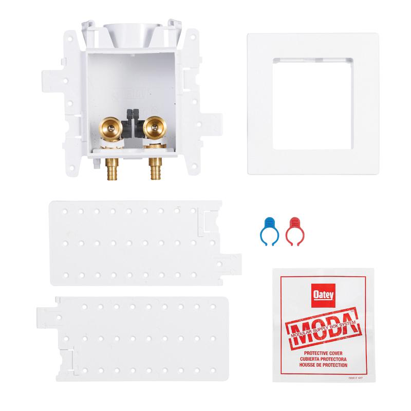 Oatey® MODA 3/4 inch PEX PVC Outlet Box C37700 Forged Brass Valve Single Outlet Box, White