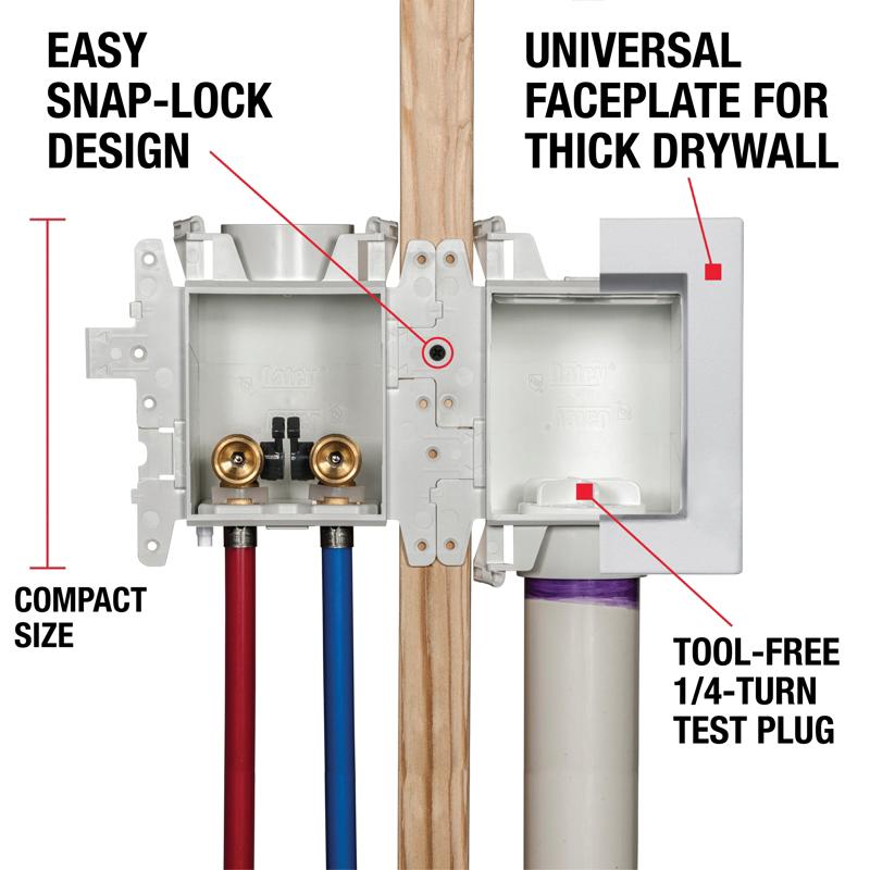Oatey® MODA 3/4 inch PEX PVC Outlet Box C37700 Forged Brass Valve Single Outlet Box, White thumbnail 4