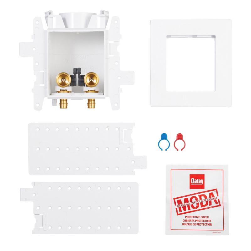 Oatey® MODA 3/4 inch PEX PVC Outlet Box C37700 Forged Brass Valve Single Outlet Box, White thumbnail 2