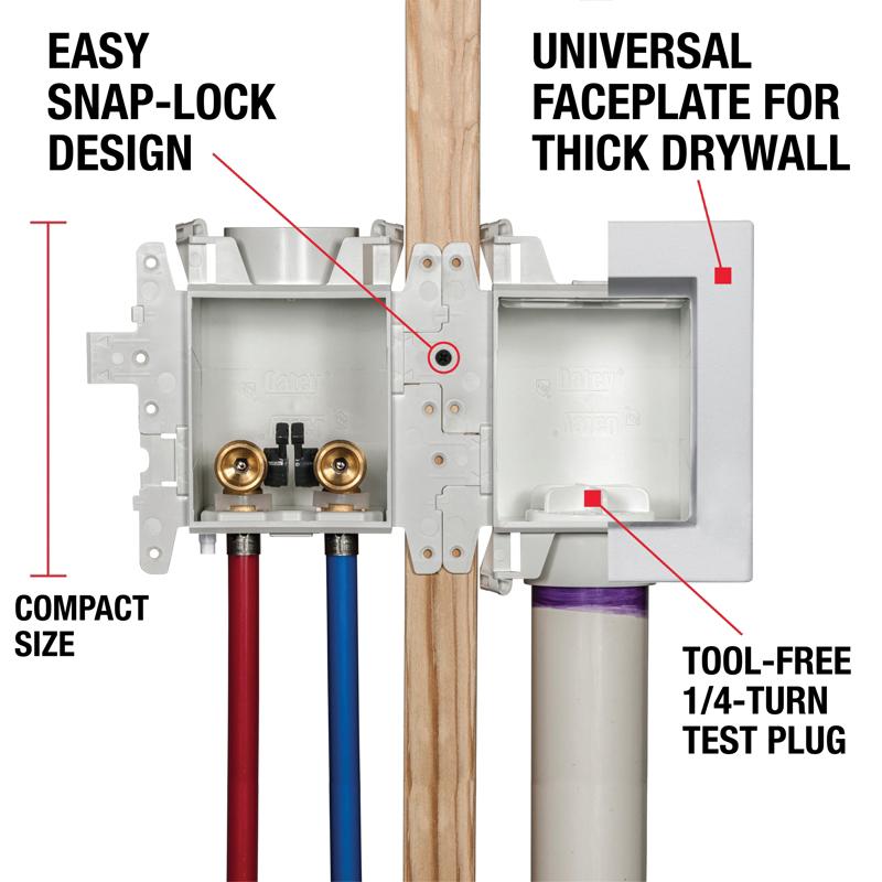 Oatey® MODA 1/4 inch F1807 PEX PVC Outlet Box C37700 Forged Brass Valve Standard Outlet Box, White thumbnail 4