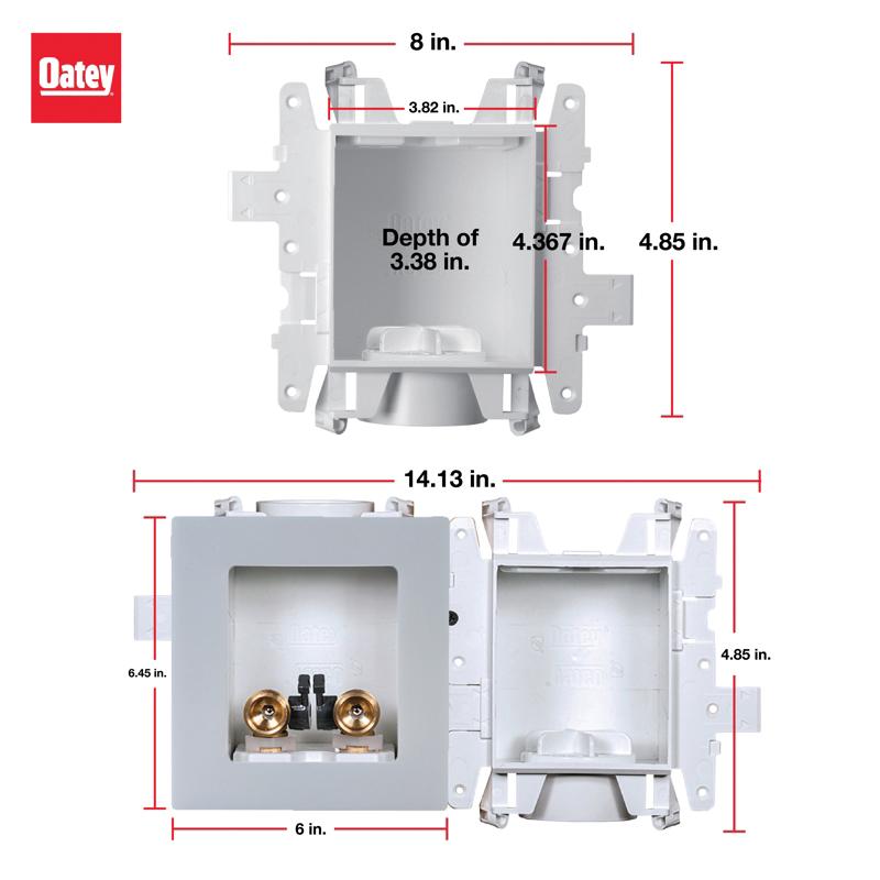 Oatey® MODA 1/4 inch F1807 PEX PVC Outlet Box C37700 Forged Brass Valve Standard Outlet Box, White thumbnail 3