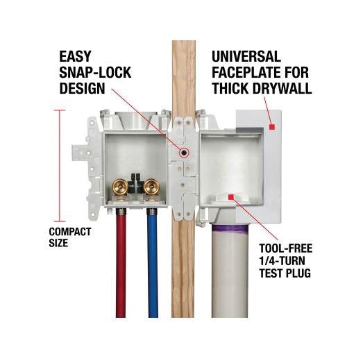 Oatey® MODA® 37899 Toilet and Dishwasher Supply Bo, 3/8 in, PEX, 8 in W Bo, 3.38 in D Bo, 4.85 in H Box